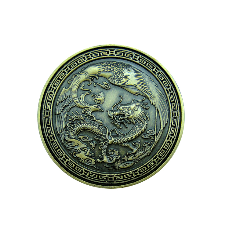 Chinese Dragon Challenge Antique Bronze Plating Brass Eagle Coin From 