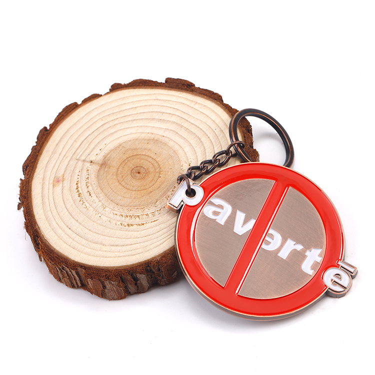 Round Shape Custom Zinc Alloy Soft Enamel Antique Copper Keychains