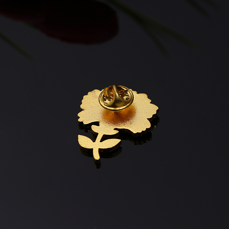 Gold Lady Flower Carnation Lapel Pin