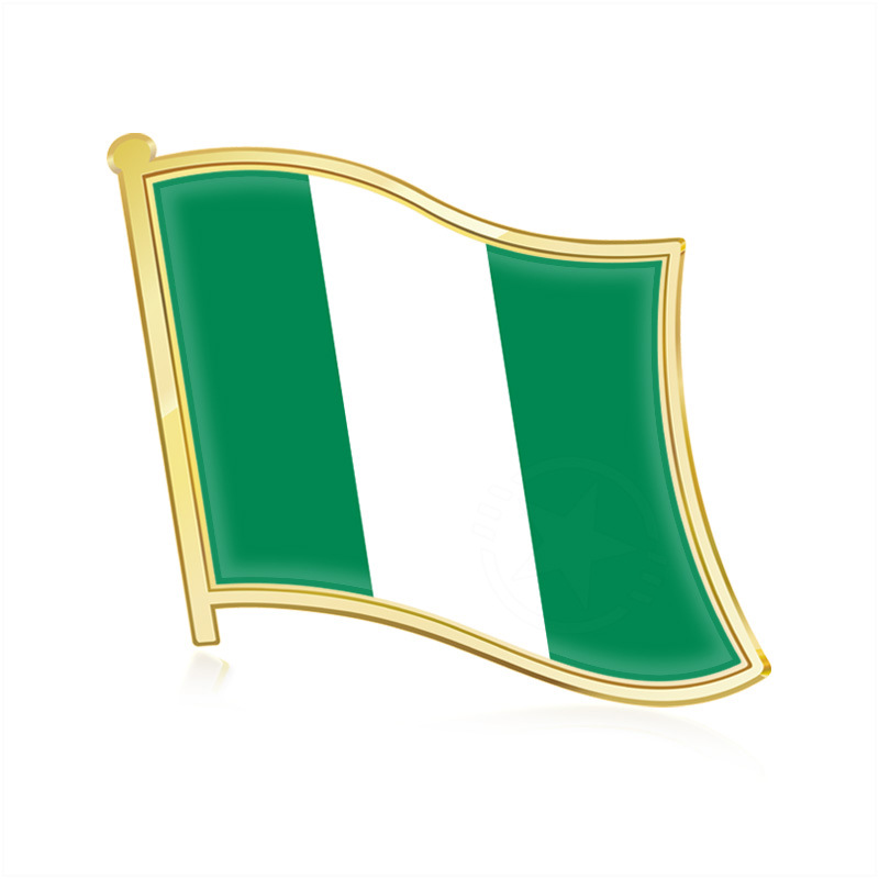 Fashion Hard Enamel Nigerian Flag Badge