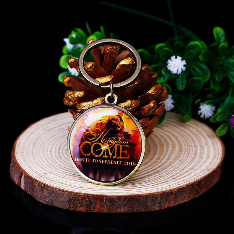 Custom Design Round Shape Stock Molds Printing Epoxy Metal Keychain