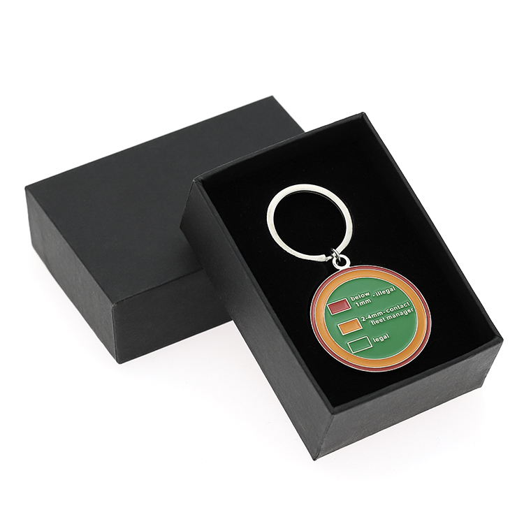 Custom Design Round Shape Metal Soft Enamel Funky Keychains with Gift Box