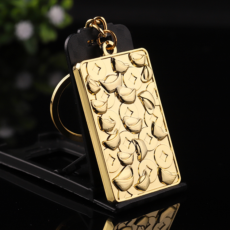 Engrave Logo Gold Cast 3d Alloy Keychain Souvenir 