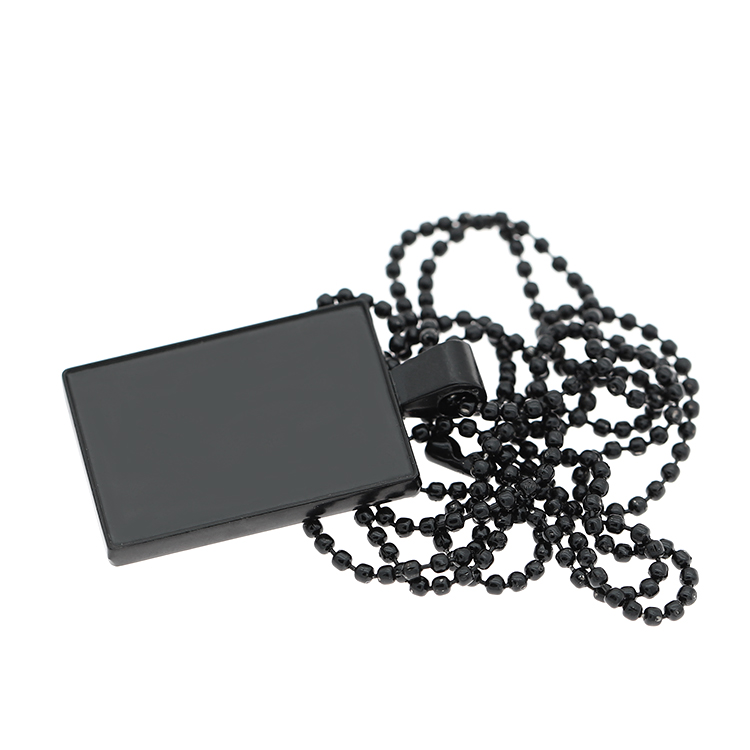 Customized Blank Zinc Alloy Big Black Dog Tag with Ball Chain