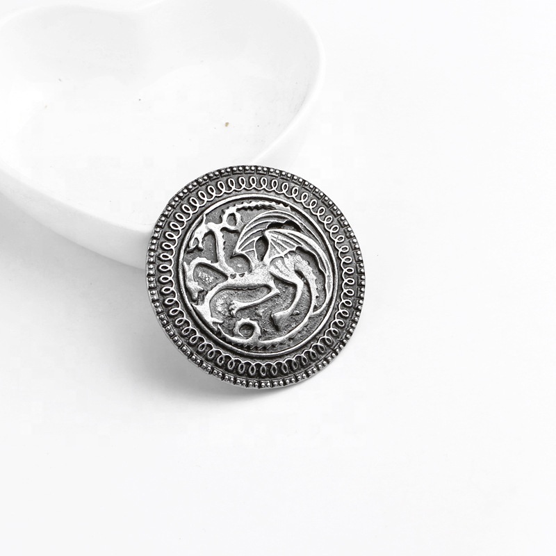 Metal Round Shape Game of Thrones Lapel Pin Custom for Men