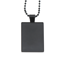 Customized Blank Zinc Alloy Big Black Dog Tag with Ball Chain