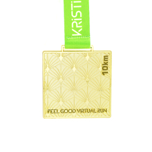 Custom Antique Gold Square Shape Medal for Running