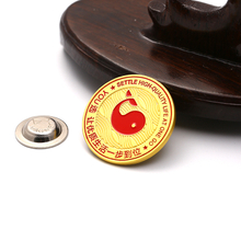 Gold Button Reel Anime Pin Badges Alloy School Circular Metal Badge