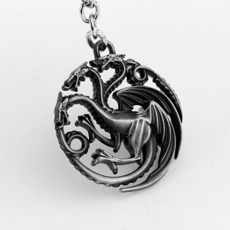 Stock Hot Sell Metal Movie Dragon Game of Thrones Keychain